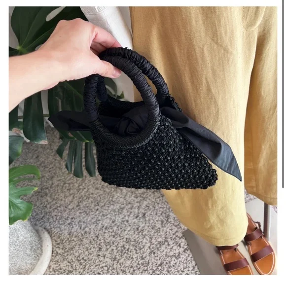 NWT Merlette Maris Crochet Macrame White Handle Mini Bag Purse - Picture 13 of 13